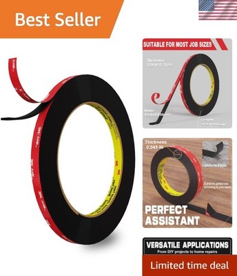 1/4'' x 16.5ft Double Sided Heavy Duty Tape - Strong Adhesive for Walls & Cars