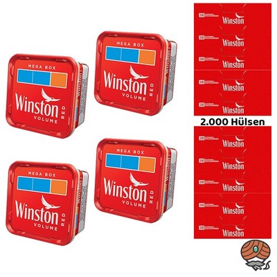 Winston Red/Rot Volumentabak Mega Box 4x 115g, King Size Hülsen