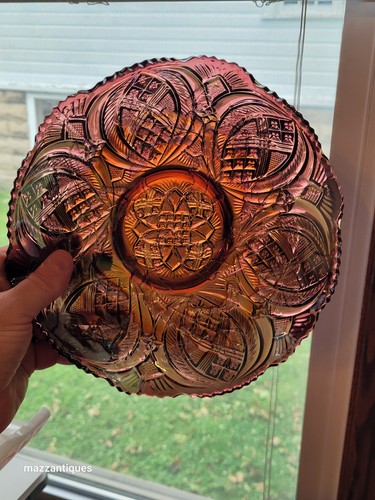 Very Pretty Amethyst Millersburg Carnival Glass Whirling Leaves Pattern Bowl - Picture 8 of 20