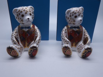 2 BRIEFBESCHWERER ROYAL CROWN DERBY BLAU ZUM KRAWATTEN TEDDYBÄR