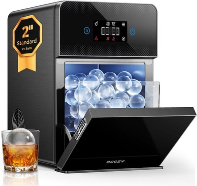 ecozy Clear Ice Ball Maker Countertop 144Pcs/Day 4 Pcs in 40 Mins Self-Cleaning