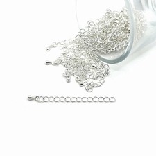 Silver Plated Necklace Extenders, 6cm - US Seller