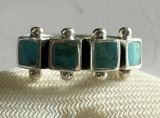 Native American Sterling Silver Mohave Turquoise Ring Sz 6