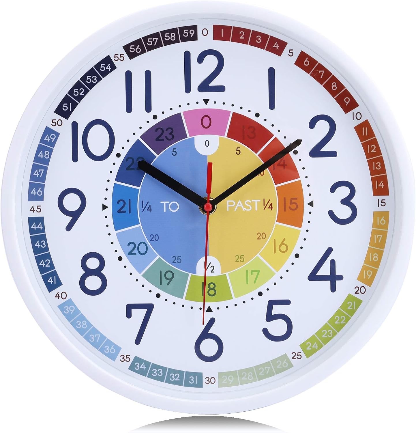 Lafocuse 12 Inch Silent Telling Time Teaching Clock, Learning Wall Clock for Ki
