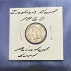1860 Indian Head Cent Penny Pointed Bust