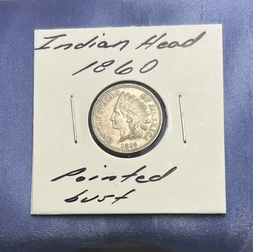 1860 Indian Head Cent Penny Pointed Bust
