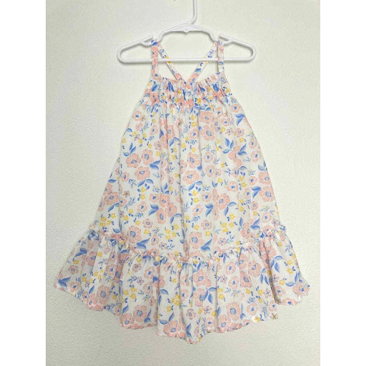 Catherine Malandrino Floral Dress Toddler Girls 4T Pink Flowers Crisscross Back