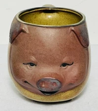 Vintage Pig Face Cup Hand Thrown Pottery 10 oz Japan 70’s