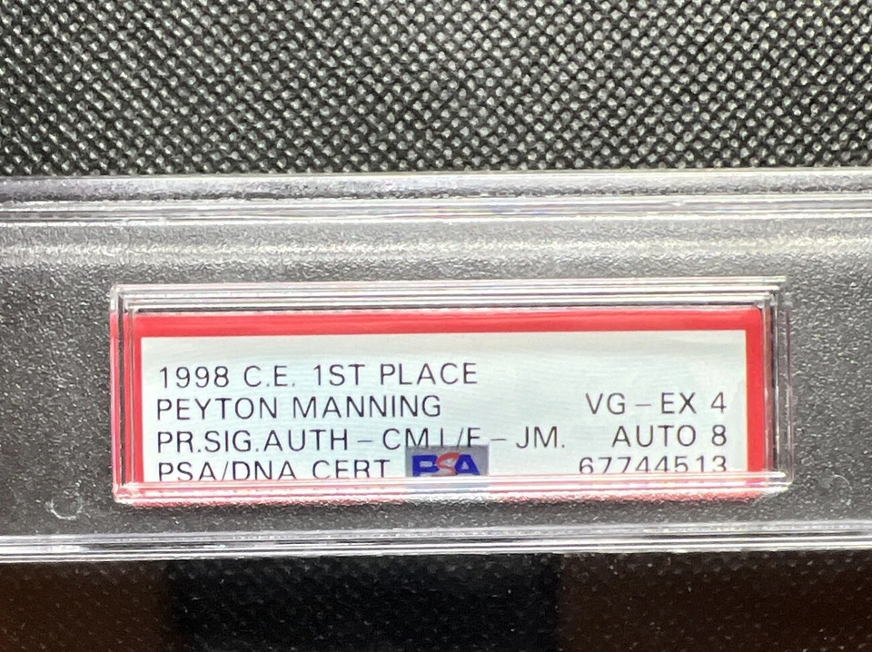 1998 C.E. 1st Place Peyton Manning Jumbo  Auto RC Rookie Commemorative L.E. PSA - Image 3 of 4