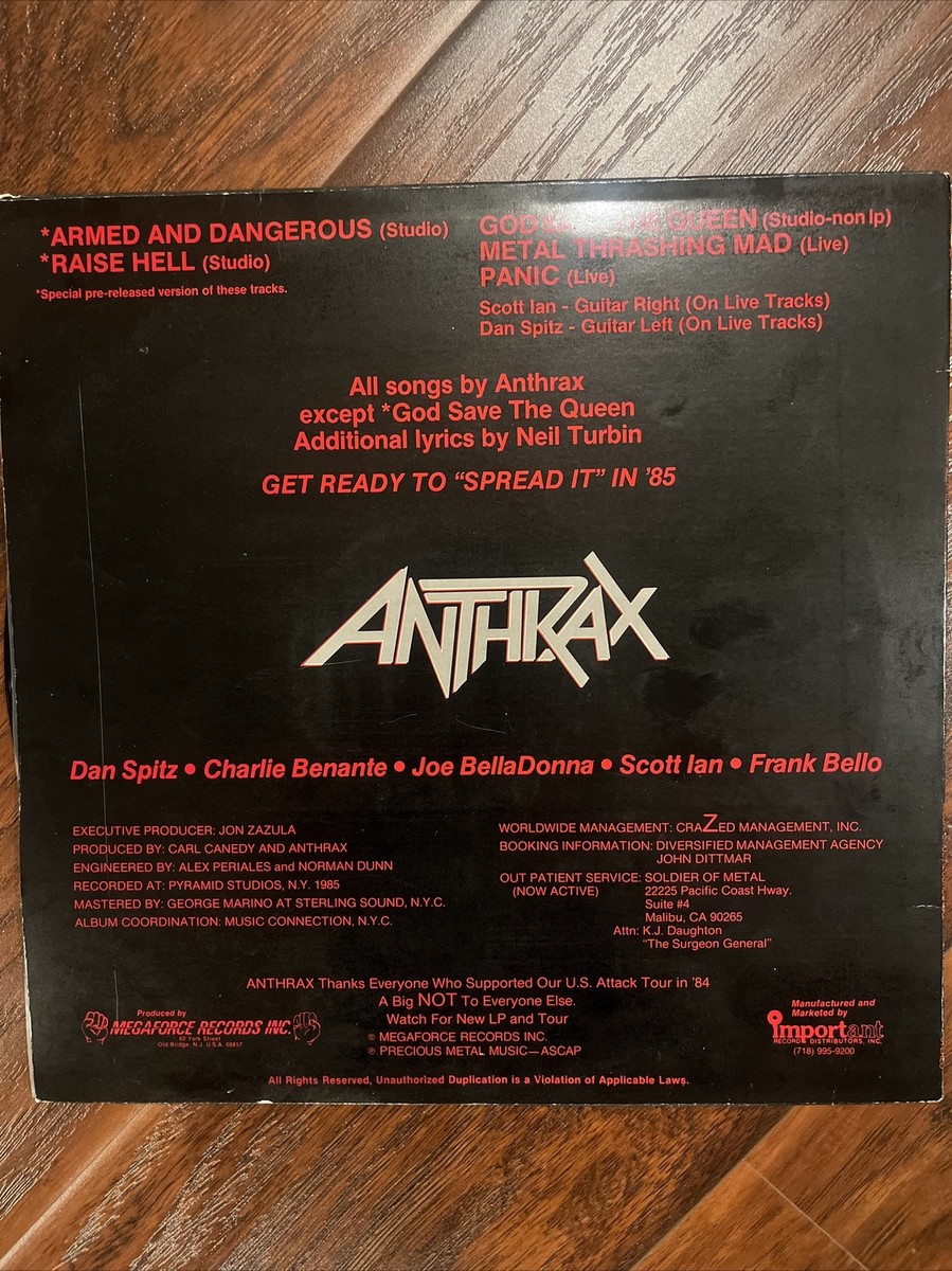 Anthrax Armed And Dangerous レコード Anthrax - Armed And Dangerous LP Vinyl 1985 US 1st Press MINT | eBay