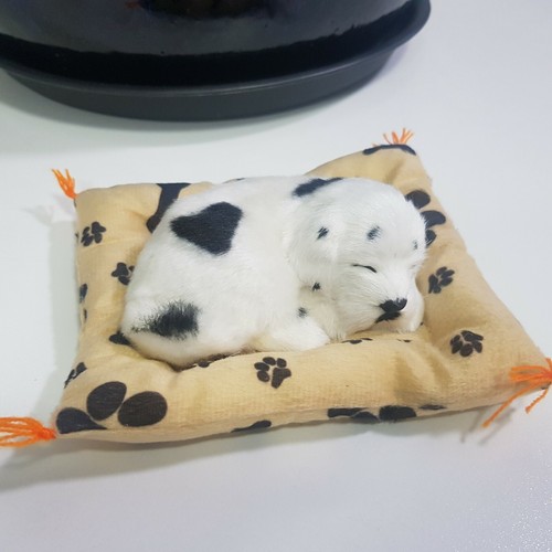 Puppy dog plush figure life-like young sleeping cushion 15cm lifesize white - Picture 12 of 12
