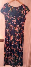 Boohoo Navy Floral Asymmetric Hem Maxi Dress Size 14 Cap Sleeve 