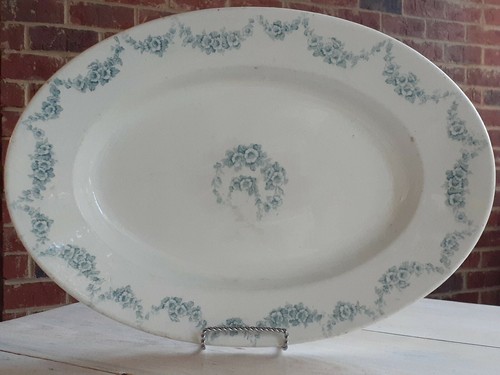 RARE Antique 1890s JOHN MADDOCK & Sons Royal Vitreous HEUMANN 19" OVAL PLATTER