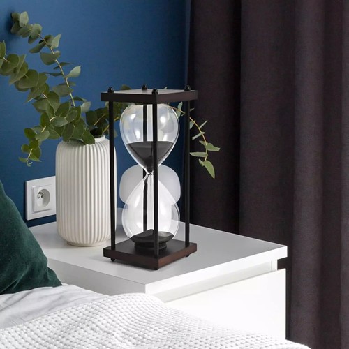 Hourglass Timer 60 Minute Large, Decorative Wooden Sandglass, Black - Picture 3 of 10