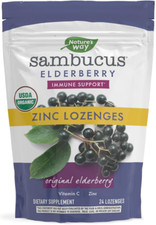 Nature  s Way Sambucus Organic Zinc Lozenges, Elderberry and Zinc, 24 Lozenges