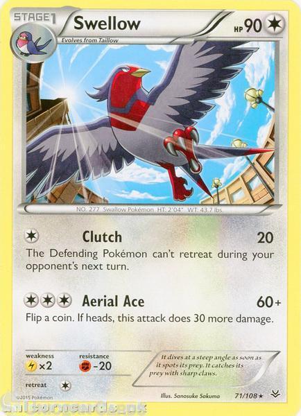 Swellow 71/108 Roaring Skies Rare Mint Pokemon Card