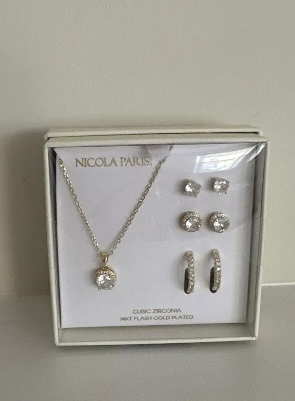 ぴか【AMERI】UND SEQUINS VOLUME PIERCE New Sparkle Allure 14kt gold plated cubic zirconia necklace