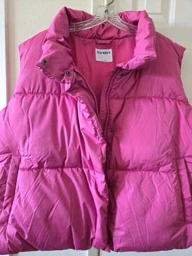 Old Navy Raspberry Hot Pink Berry Zip Front Puffer Jacket Vest 4XL 5X 28 30 4X