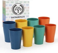 Wheat Straw Cups Plastic Cups Set of 8 Unbreakable Drinking Cup Kids Cups Reusab