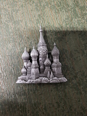 Vintage Pewter J and J St. Basil Cathedral  Brooch