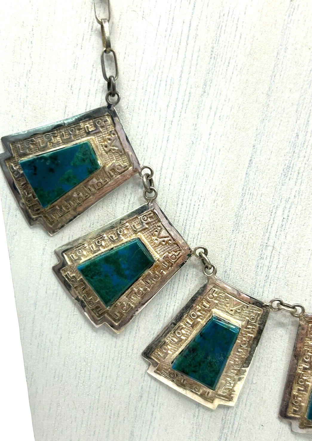 AUTHENTIC Peruvian Handmade 925 Silver Blue Green… - image 3