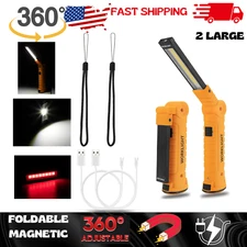 Rechargeable LED-COB Work Light Mechanic Flashlight Lamp Magnetic Base bright-