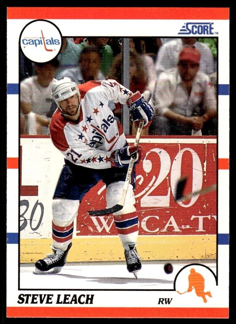 1990 SCORE NHL HOCKEY Trading Card #279 😎 Steve Leach, Washington Capitals 😎
