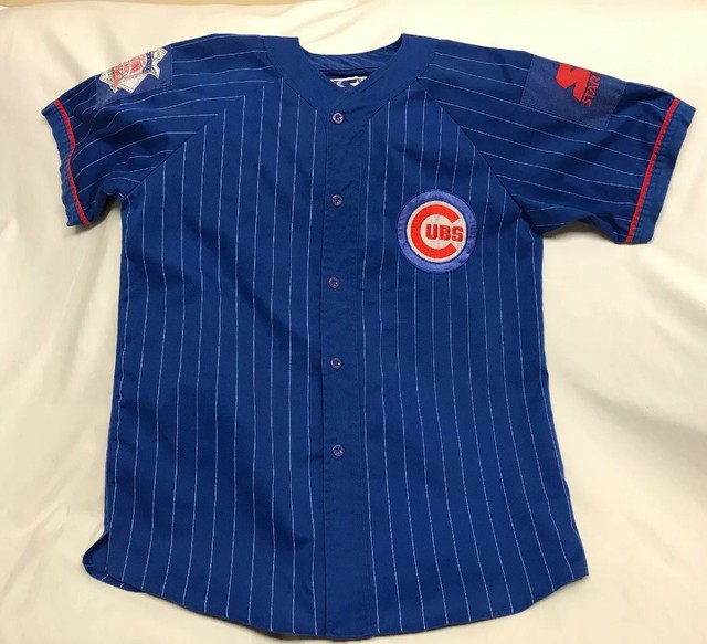 Vintage CHICAGO CUBS THROWBACK BASEBALL PINSTRIPE STARTER JERSEY Size L