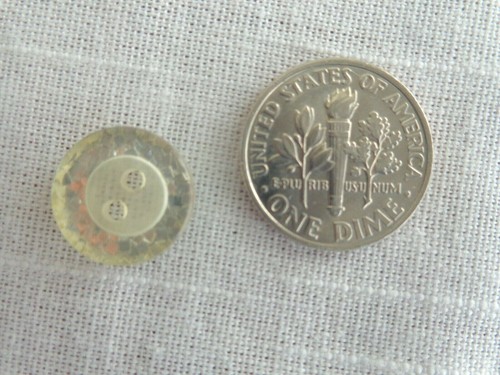 Clear Glittered Edged (12) Small Round 2 Hole Vintage Buttons (#3777) - Picture 4 of 6