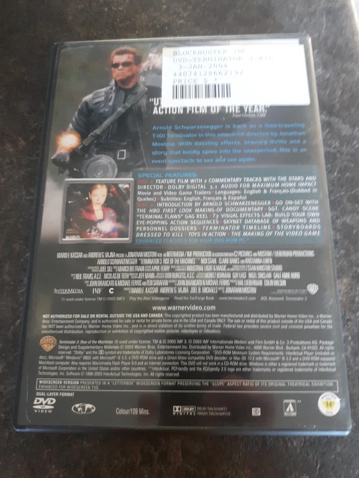Terminator 3 Rise Of The Machines 2003 DVD Movie Widescreen Good Condition - Image 2 of 2