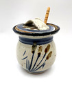 Studio Art Pottery Honey Pot with Lid and Drizzle Stick - Artist Signed