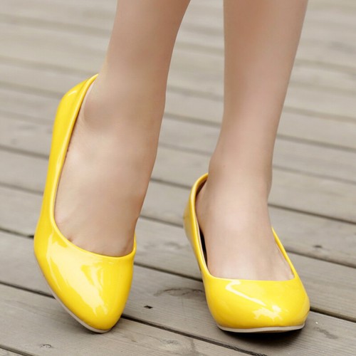 Women's Plus Size Patent Leather Pointed Toe Wedge Heel Work Office Pumps Shoes - Imagen 27 de 49