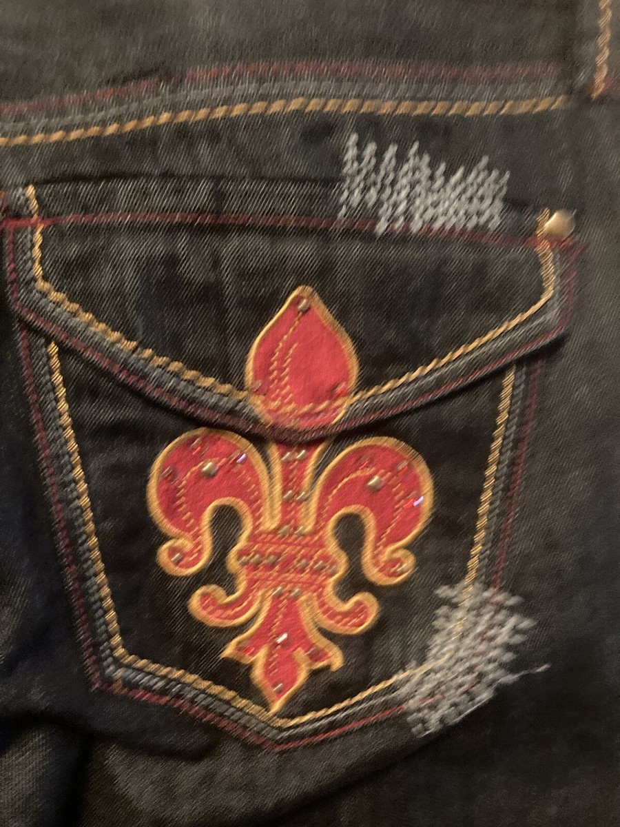 Vintage Pepe London pjl73 Red Logo Black Jeans VGC 42x33 Y2K
