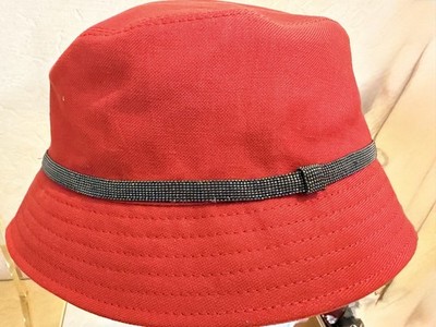   Brunello Cucinelli Red Linen Bucket Hat Monili Trim Size S Made in Italy NWT