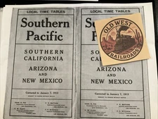 Southern Pacific Railroad 1913 Timetable Southern California Arizona New Mexico 
