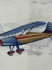 NEW Rare Pottery Barn Kids TYSON Twin FLAT FITTED SHEET PILLOWCASE Airplanes