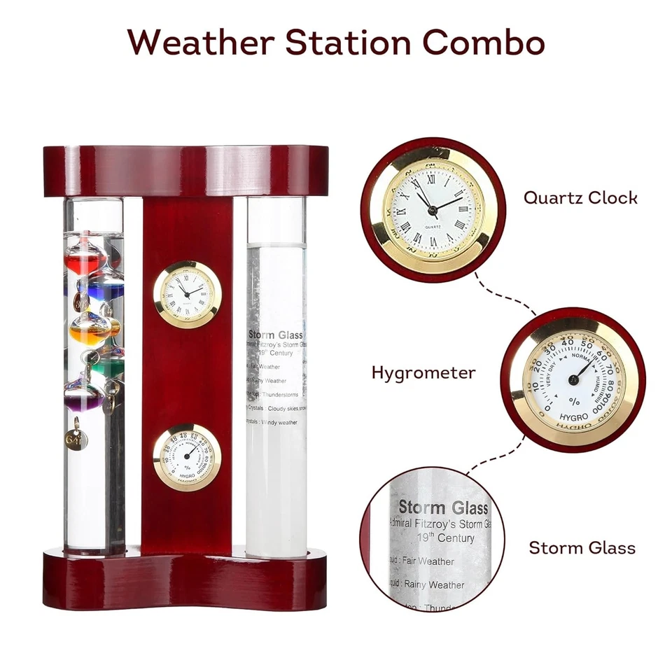 Estación Meteorológica Analógica Lily's Home con Termómetro Galileo, Caoba  Foto 2 de 4
