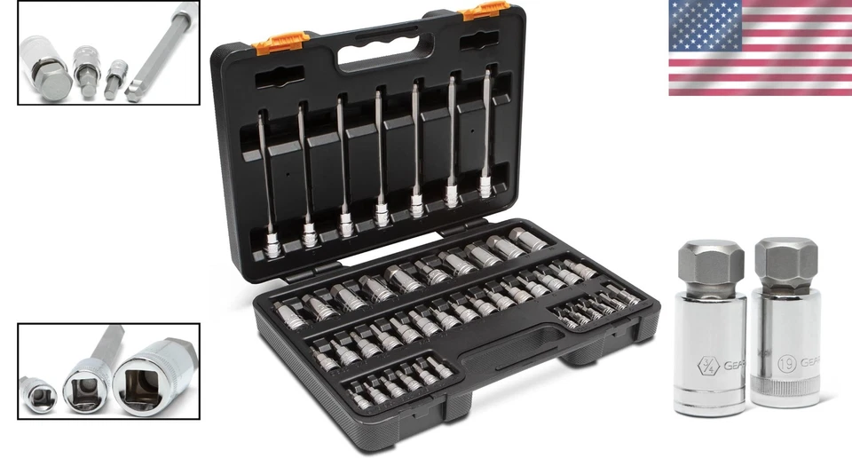 44-Piece SAE/Metric Hex Bit Socket Set: Chrome Finish, Durable 1/4”, 3/8”, 1/2” - Image 2 of 4