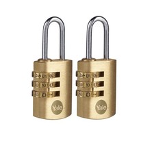 2x Zahlenschloss 4-stellig YALE Vorhängeschloss, 22mm, Záhlencode, Messing