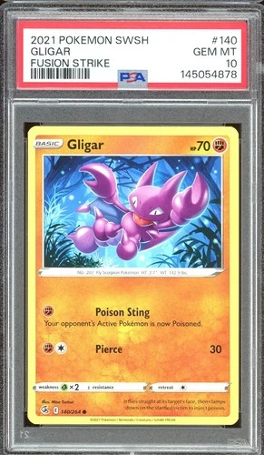 Pokemon TCG Sword & Shield Fusion Strike #140 Gligar PSA 10