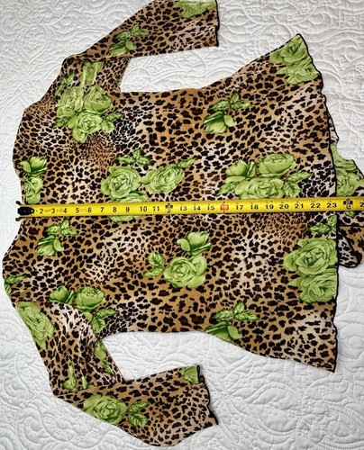 J.T.B. Blusa tunica donna asimmetrica incrociata verde floreale usata - Foto 6 di 6