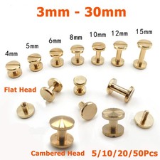 3mm-30mm Solid Brass Leather Belt Wallet Screw Nail Stud Bind Rivet Ledger Tacks