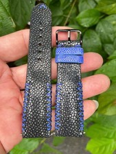 Size 20mm/18mm, Leather/Skin Stingray Watch Strap Band Black, Custom Strap