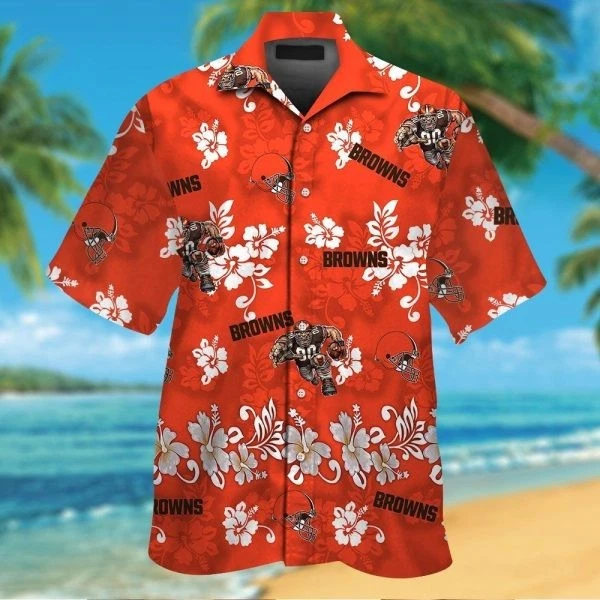 Cleveland Browns Mascot Pattern Tropical Hawaiian Shirt