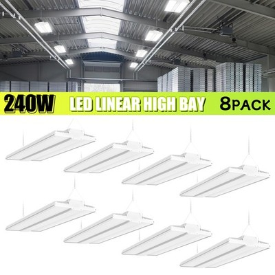 8Pack LED Linear High Bay 240W 36000 Lumens 5000K Commercial Warehouse Shop Lamp