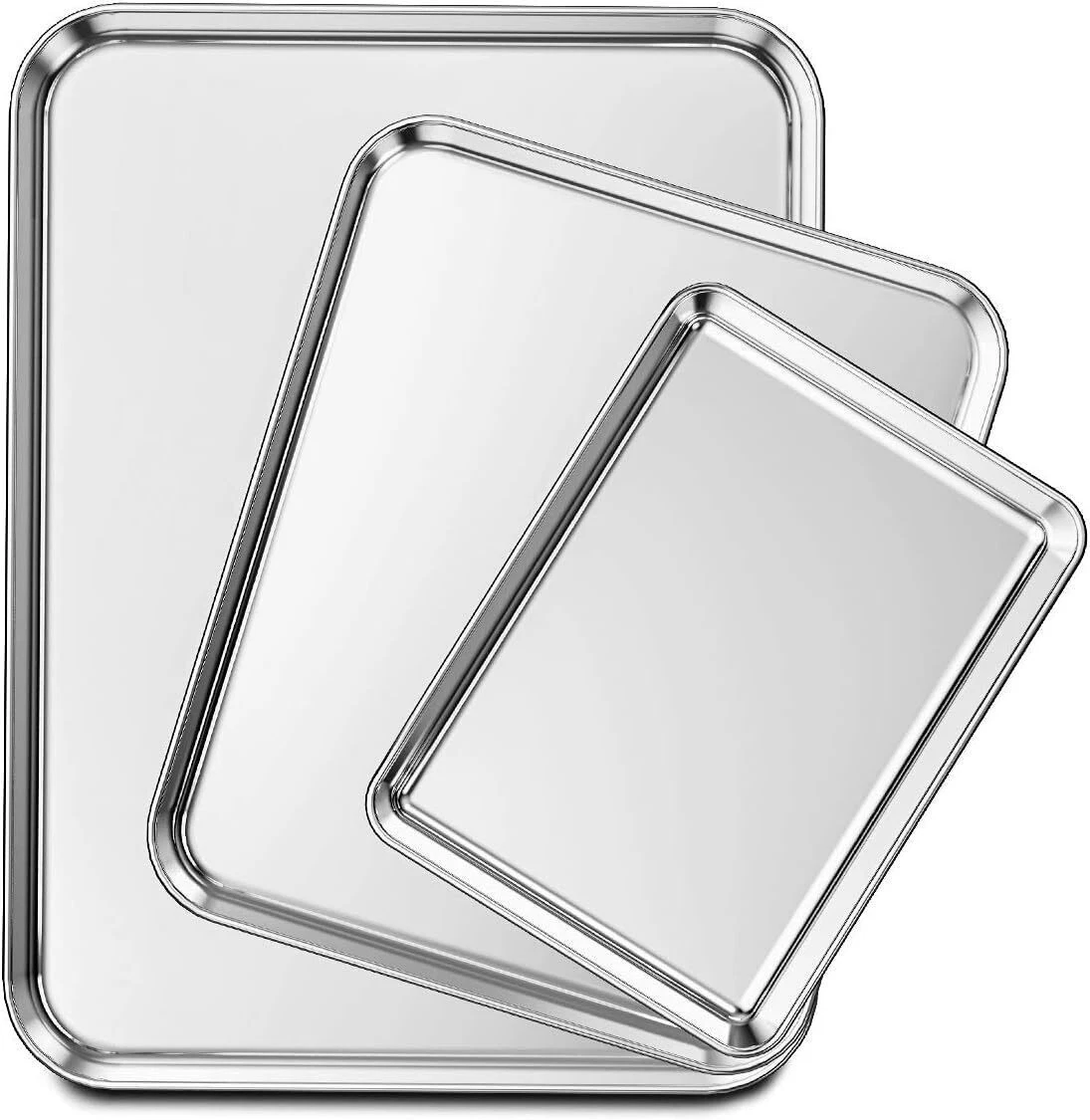 Baking Sheet Set of 3 Stainless Steel Cookie Sheet Baking Sheet Pan 9/12/16 Inch