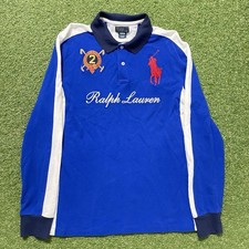 Polo Ralph Lauren Striped Long Sleeve Rugby Shirt Boys Blue Big Pony XL 18-20