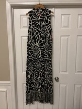 Vince Camuto Black & White Abstract V-Neck Sleeveless Dress M