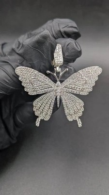 2Ct Round D/VVS1 Moissanite Women Butterfly Pendant Necklace 925 Sterling Silver