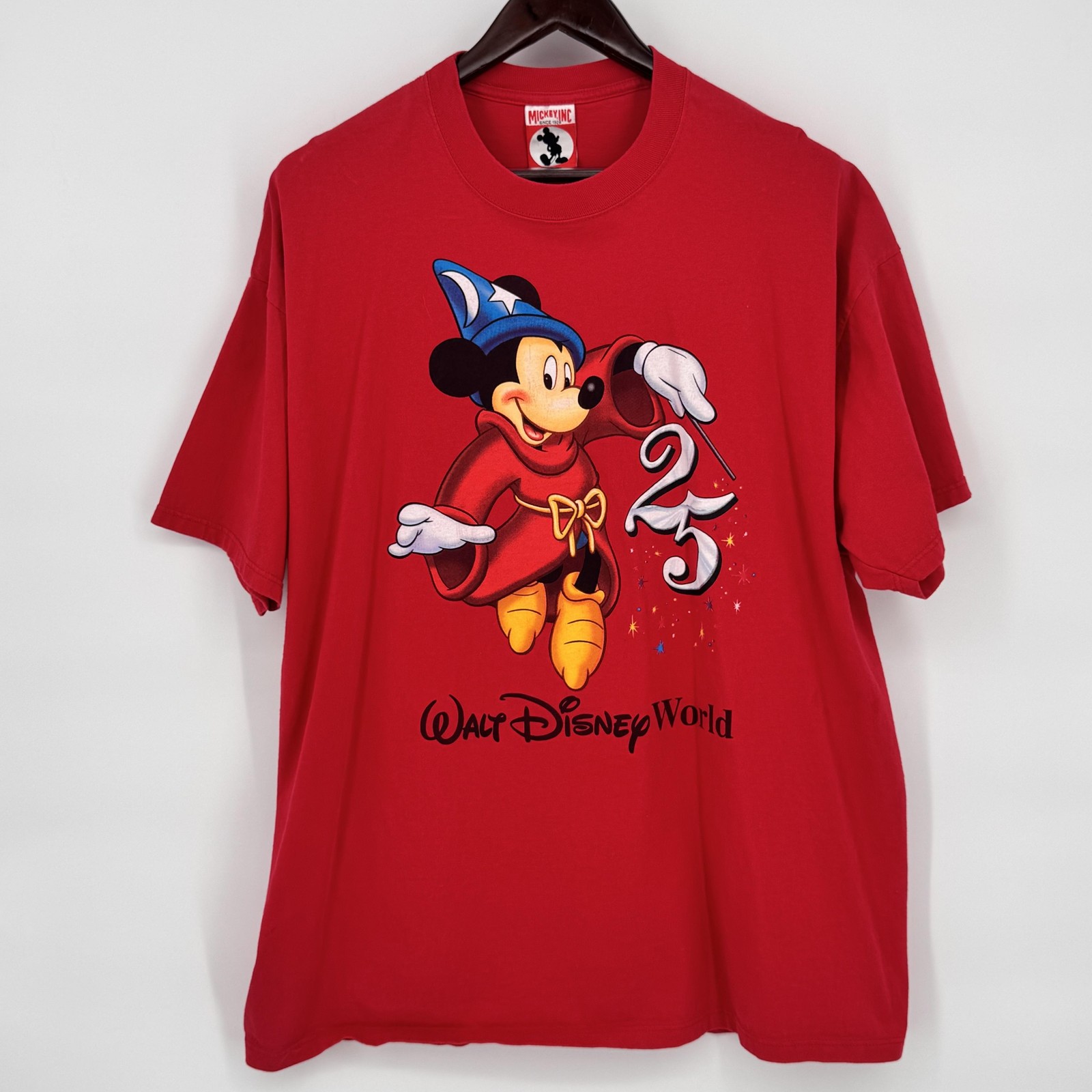 Vintage Disney Mickey Mouse Shirt Mens XL Red 25th Walt Disney World Tee